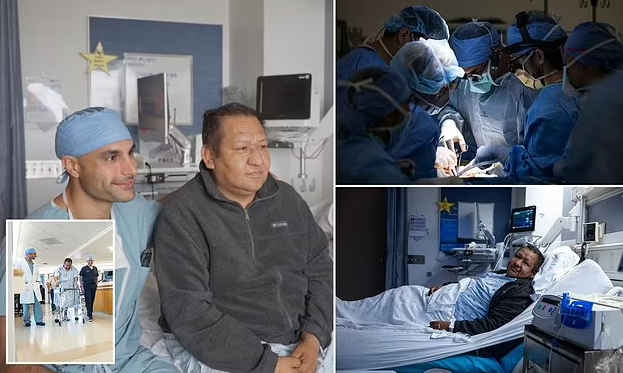Cuộc phẫu thuật đầu tiên trên thế giới được thực hiện bởi bác sĩ Nassiri (trái) và một nhóm bác sĩ tại Trung tâm Y tế Đại học Los Angeles
