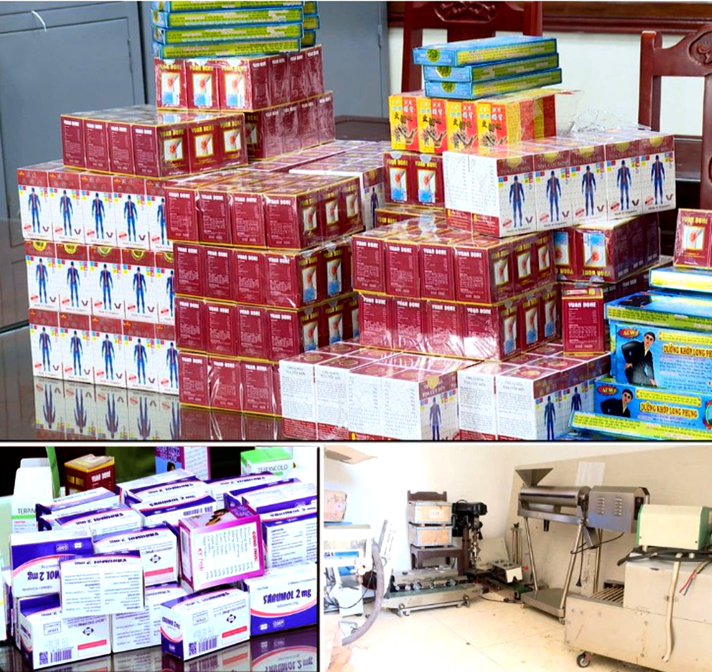 Mạnh tay xử lý tình trạng thuốc giả, thực phẩm chức năng trôi nổi Các loại thuốc giả bị Công an tỉnh Thanh Hóa thu giữ, xử lý vào tháng 4/2025 - Nguồn ảnh: Công an tỉnh Thanh Hóa