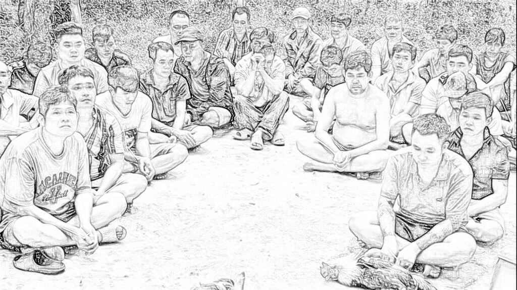 Các đối tượng tại cơ quan công an. Ảnh: CACC