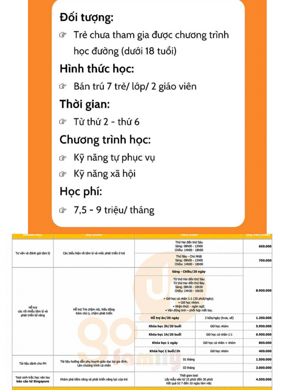 Đường đến trường của trẻ rối loạn phổ tự kỷ vẫn quá gian nan Bảng giá dịch vụ của một trung tâm dạy trẻ rối loạn phổ tự kỷ ở TPHCM - ẢNH: NHÃ CHÂN