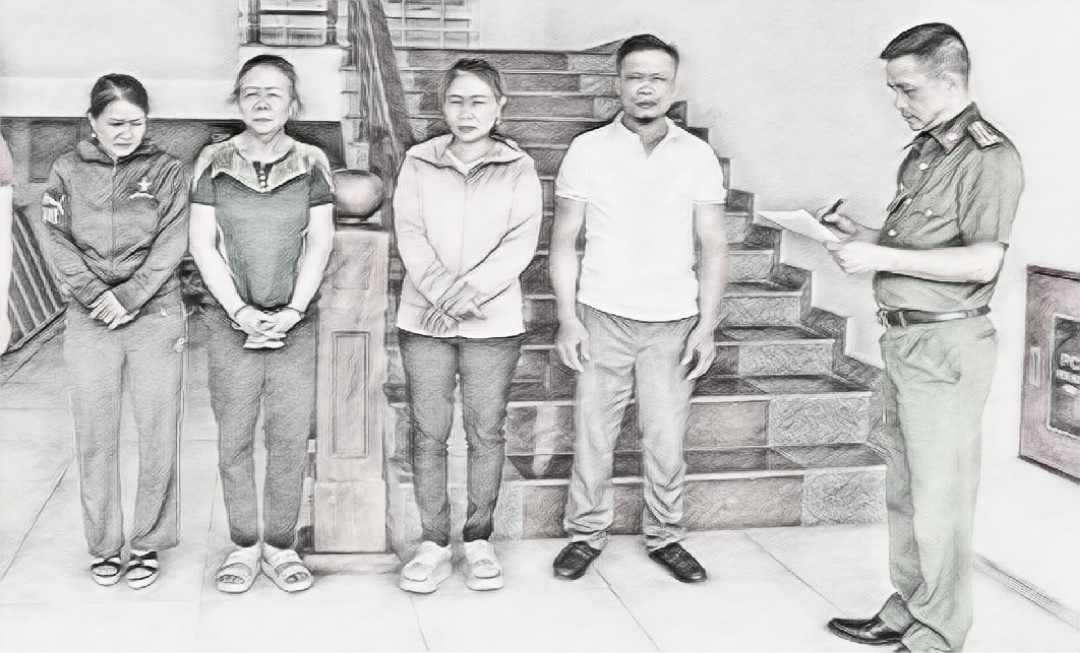 Các đối tượng tại cơ quan công an - Ảnh công an cung cấp