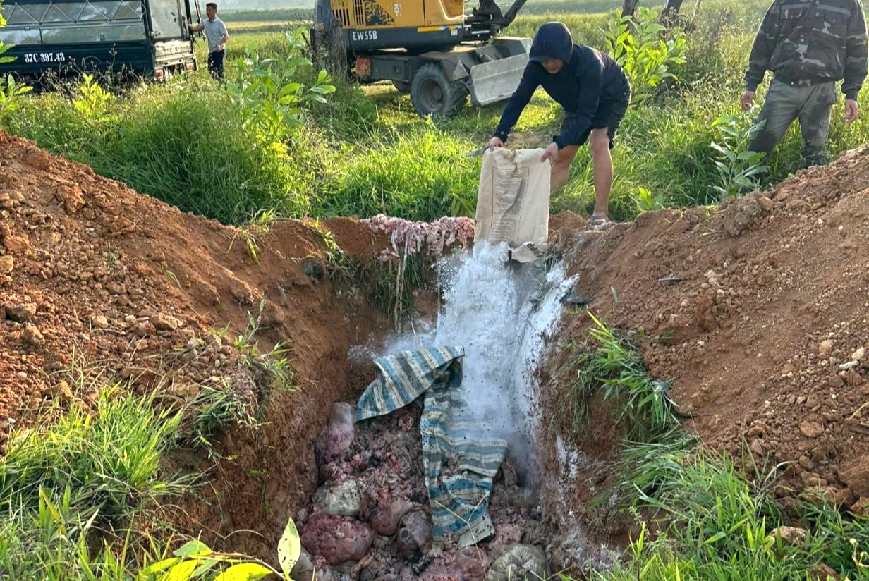 1,3 tấn mỡ, nội tạng heo không có nguồn gốc xuất xứ, đã bốc mùi buộc phải tiêu hủy - Ảnh: Văn Dũng