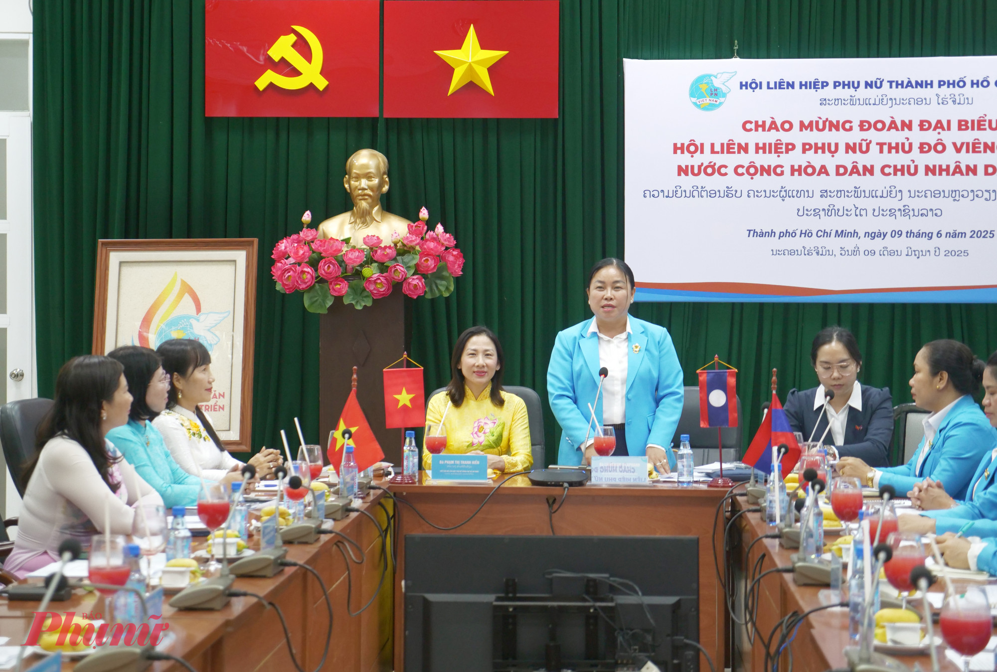 Bà Lienkham Vilaphanh - Chủ tịch Hội LHPN Thủ đô Viêng Chăn – đánh giá cao những giá trị thiết thực mà các nội dung hợp tác đã mang lại