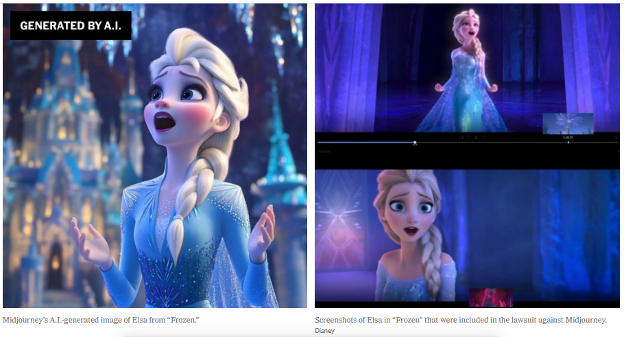 Hình ảnh (ben trái) được cho là đã sao chép nhân vật mẫu của Disney