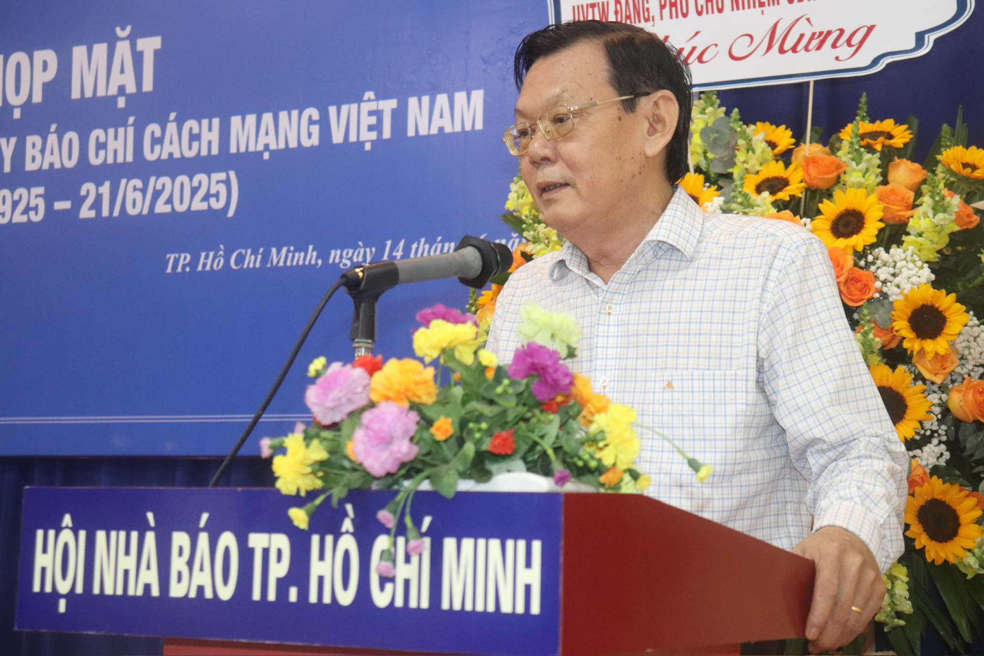 Ông Nguyễn Tấn Phong - Chủ tịch Hội Nhà báo TPHCM phát biểu tại sự kiện