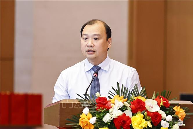 Chủ tịch Quốc hội Trần Thanh Mẫn: Báo chí đưa Quốc hội đến gần dân, đưa tiếng dân vào nghị trường Thứ trưởng Thường trực Bộ Văn hóa, Thể thao và Du lịch Lê Hải Bình phát biểu. Ảnh: Doãn Tấn/TTXVN