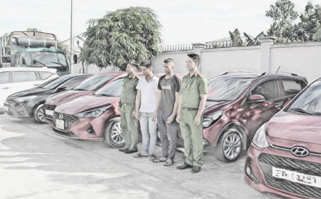 Thế và Hào tại cơ quan công an - Ảnh công an cung cấp