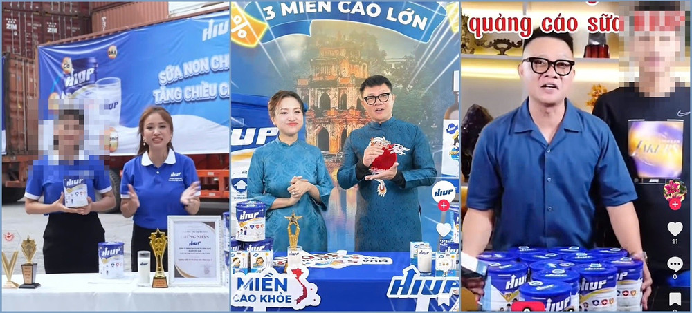 Vân Hugo và BTV Quang Minh từng bị xử phạt hành chính vì quảng cáo nổ sữa Hiup (ảnh chụp màn hình)