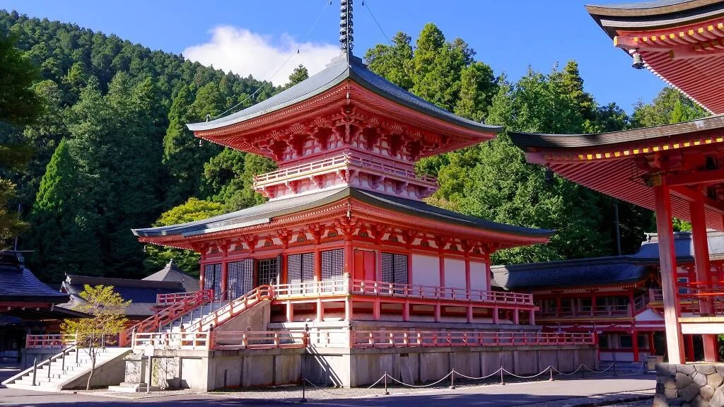 Enryaku-ji, Nhật Bản. Được xây từ năm 788, Enryaku-ji  là quần thể phức hợp với hàng trăm tòa nhà nằm rải rác trên khắp các sườn núi Hiei ở phía đông Kyoto. Enryaku-ji không xây dựng trên mặt phẳng mà xây dọc theo địa hình dốc của núi. Đây là một trong những trung tâm Phật giáo quan trọng nhất của Nhật Bản và là một Di sản Thế giới được UNESCO công nhận.