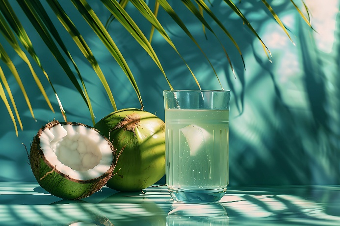 Đây là nguyên liệu dễ tìm ở các vùng biển. Chỉ cần pha nước dừa tươi với nước lọc theo tỉ lệ 1:1, cho vào chai nhỏ, bạn đã có một loại xịt khoáng tự nhiên dịu nhẹ, giúp làm mát da và bổ sung khoáng chất. Nước dừa chứa nhiều chất điện giải, vừa cấp ẩm vừa giúp da phục hồi nhanh hơn sau khi tiếp xúc ánh nắng.