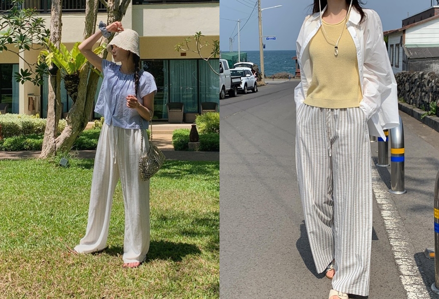 Quần vải linen: Với chất liệu nhẹ tênh, thoáng mát, item này không chỉ giúp giải nhiệt hiệu quả mà còn mang đến vẻ ngoài bay bổng, phóng khoáng – rất phù hợp với không khí của những ngày nắng nóng. Quần thô đũi đặc biệt lý tưởng cho các chuyến du lịch, dạo phố hay những dịp thư giãn cuối tuần. Để tăng thêm phần trẻ trung, ngọt ngào, các nàng nên phối cùng áo mang gam màu pastel nhẹ nhàng, vừa thoải mái vừa tôn lên vẻ thanh lịch, dịu dàng.