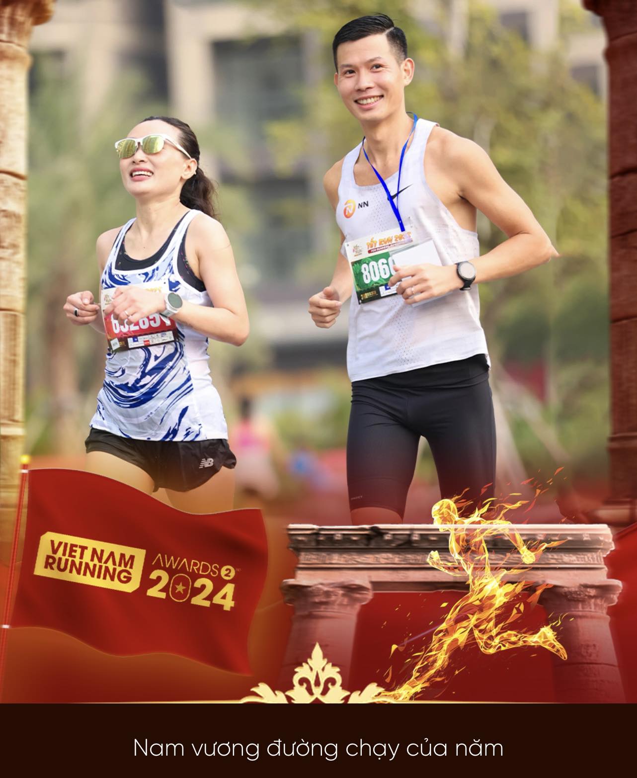 Hai vợ chồng chị Nga và anh Quyết đều có cùng đam mê chạy bộ (Ảnh: NVCC)