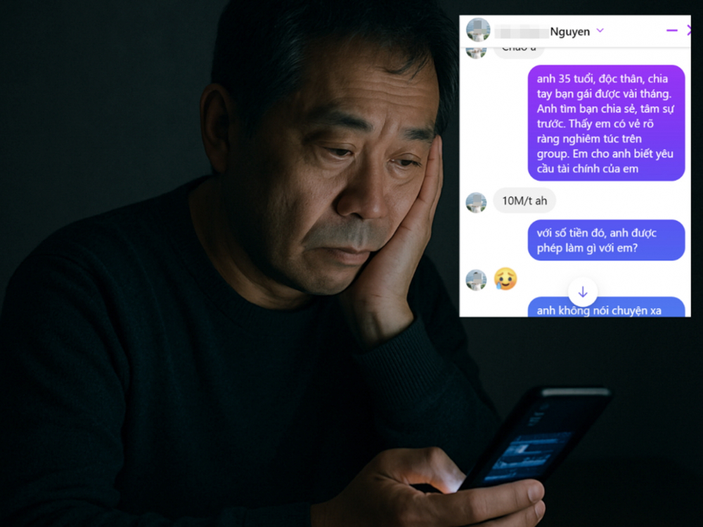 Trong vai một người đàn ông độc thân 50 tuổi tìm người tâm sự trên nhóm sugar baby, phóng viên nhận được yêu cầu chu cấp cho “bé đường” 10 triệu đồng/tháng - ĐỒ HỌA: HOÀNG KIM