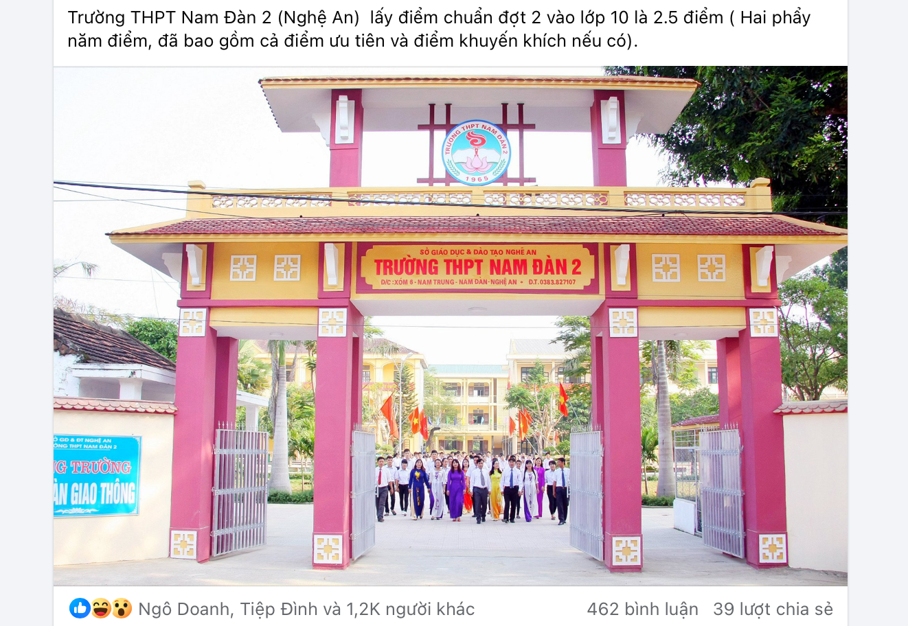 Thông tin đậu vào lớp Mười chỉ với 2,5 điểm được đăng tải trên các trang mạng xã hội gây xôn xao dư luận - Ảnh chụp màn hình