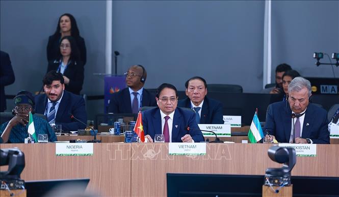 Thủ tướng Phạm Minh Chính phát biểu tại Phiên thảo luận cấp cao Tăng cường chủ nghĩa đa phương, các vấn đề kinh tế - tài chính và trí tuệ nhân tạo