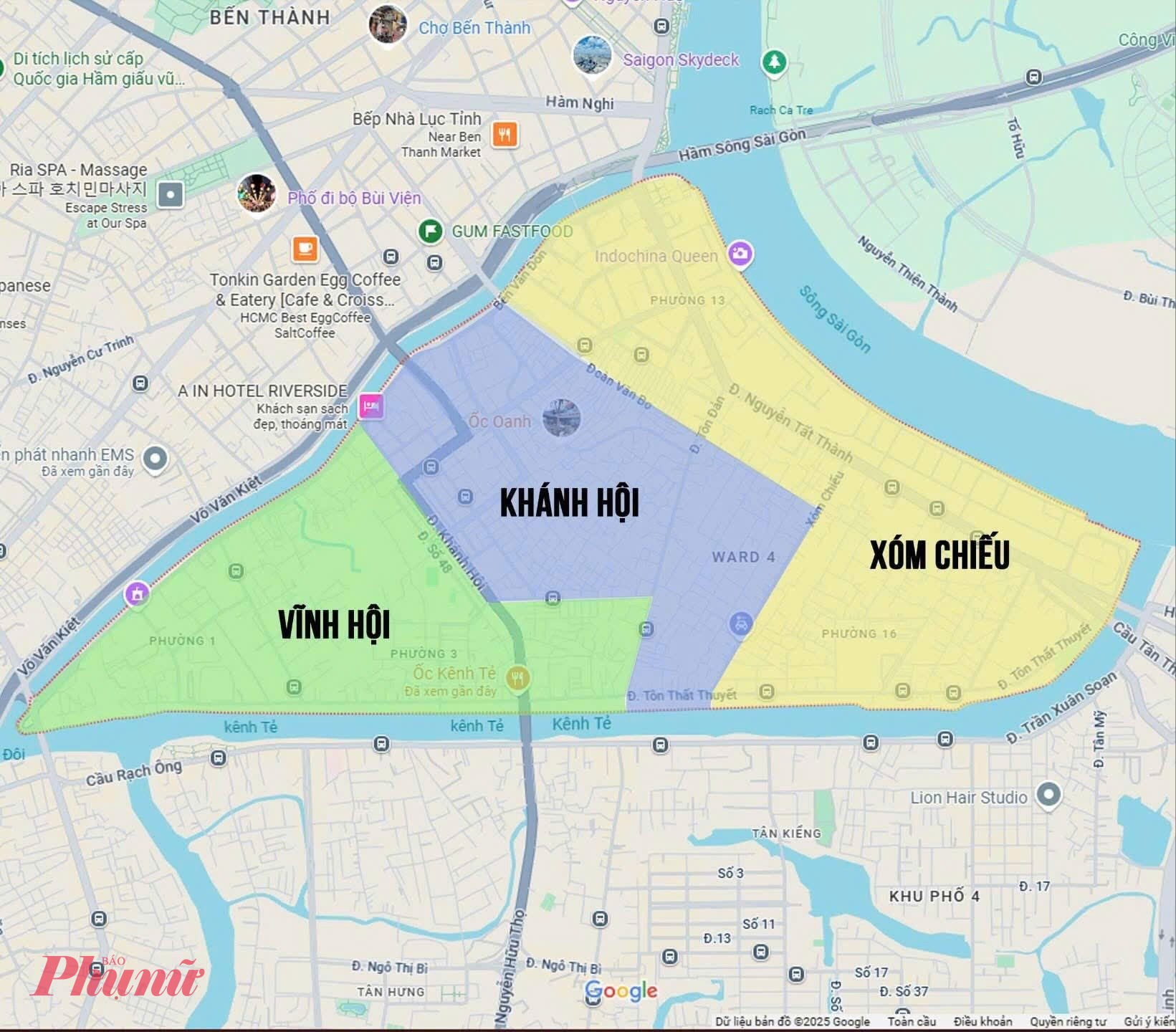 Phường Khánh Hội, Vĩnh Hội - TPHCM: Gạch nối quá khứ và hiện tại Bản đồ phường Vĩnh Hội, Khánh Hội (ảnh Thư viện pháp luật)