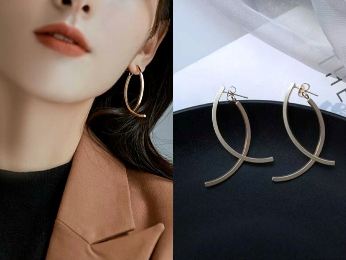 Nếu bạn đang chuẩn bị cho một buổi tiệc tối hoặc bữa hẹn trong không gian sang trọng, hãy cân nhắc chọn đôi bông tai dáng vòng giao nhau này. Phần thiết kế cong nhẹ ôm theo dáng gương mặt tạo cảm giác thanh thoát, đồng thời ánh kim mảnh mai sẽ bắt sáng đủ để nổi bật khi bước vào ánh đèn. Đôi bông tai này sẽ phù hợp hơn với những kiểu tóc búi thấp hay buông nhẹ phía sau để giữ trọn vẻ tinh tế.