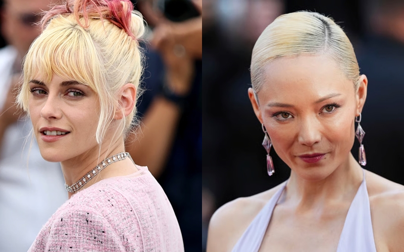 Kristen Stewart và Pom Klementieff nổi bật với mái tóc vàng được tẩy và nhuộm ombre độc đáo.