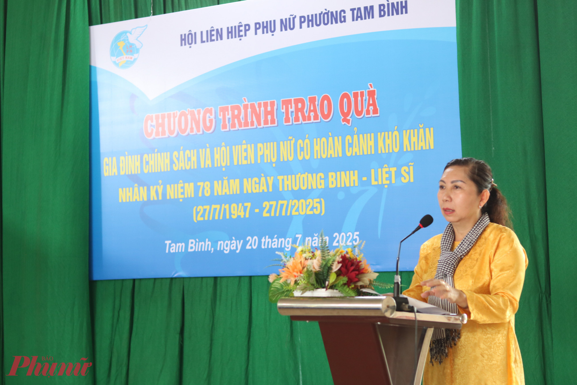 Trong lễ trao quà, bà Nguyễn Thị Thanh Tuyền – Phó chủ tịch Uỷ ban MTTQ, Chủ tịch Hội LHPN phường Tam Bình, TPHCM – cho biết đây là hoạt động đầu tiên của Ban chấp hành Hội LHPN phường sau khi ra mắt, đánh dấu sự khởi đầu cho những hoạt động ý nghĩa, thiết thực của hội nhằm chung tay xây dựng cộng đồng và tri ân những cống hiến to lớn của các thế hệ cha anh.