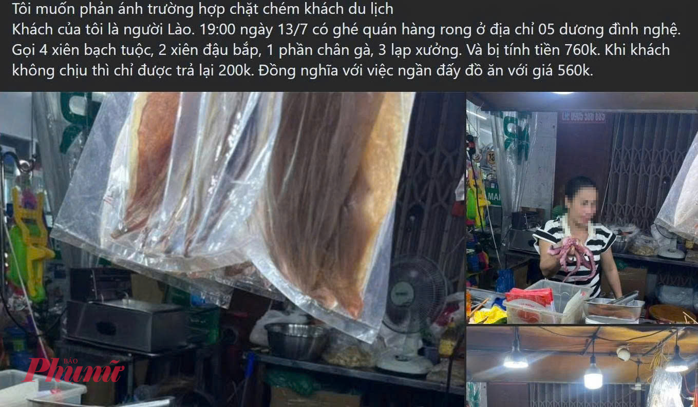 Hướng dẫn viên đoàn du khách Lào phản ánh tình trạng chặt chém của quầy hàng rong lên cơ quan chức năng Đà Nẵng