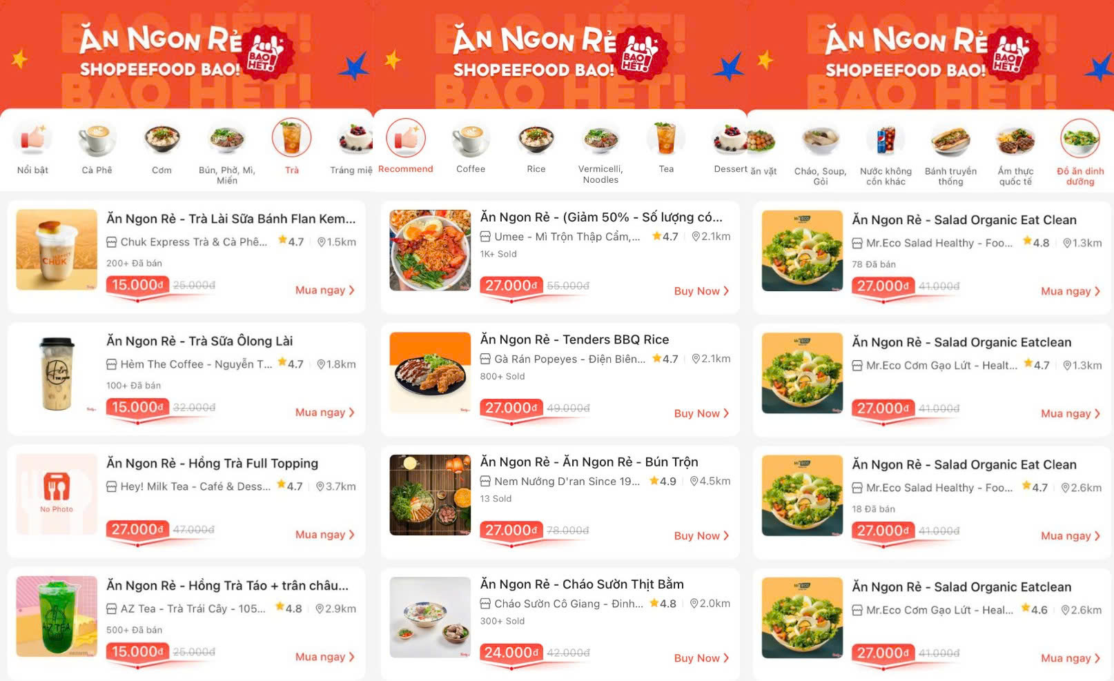 Tính năng “Ăn Ngon Rẻ” mang đến đa dạng món ăn ngon miệng với mức giá mềm, giúp dân văn phòng no bụng những ngày cuối tháng