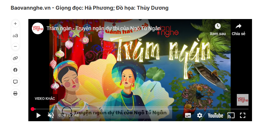 Truyện ngắn Trăm Ngàn được đăng toàn văn và đọc phát trên báo Văn Nghệ