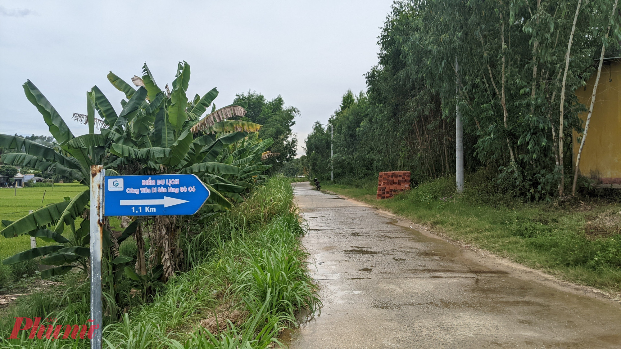 Những tấm biển chỉ đường vào Công viên Di sản làng Gò Cỏ