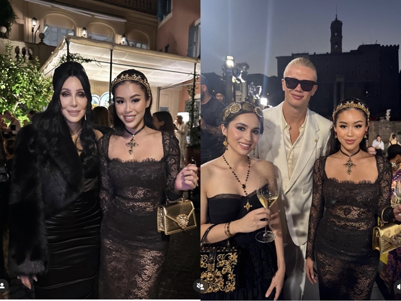 Tại Rome, Tiên Nguyễn lưu lại khoảnh khắc đáng nhớ bên những nhân vật tầm cỡ như danh ca Cher và cầu thủ Erling Haaland. Tham dự show Alta Moda, cô diện trang phục đen sang trọng, giao lưu cùng Cher trong không khí nghệ thuật đầy tinh tế. 