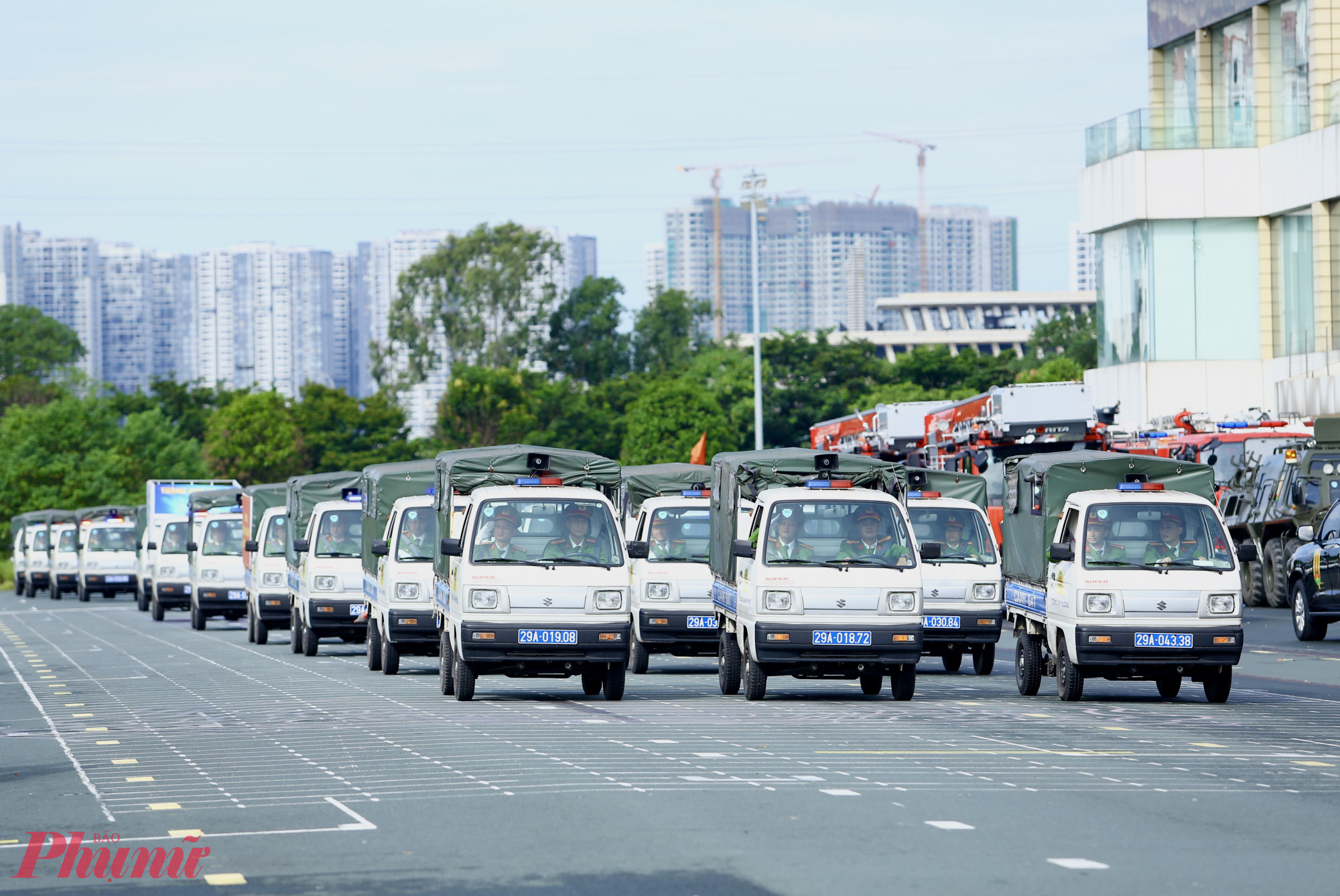 Các khối xe nghiệp vụ đang được biên chế sử dụng của công an Hà Nội.