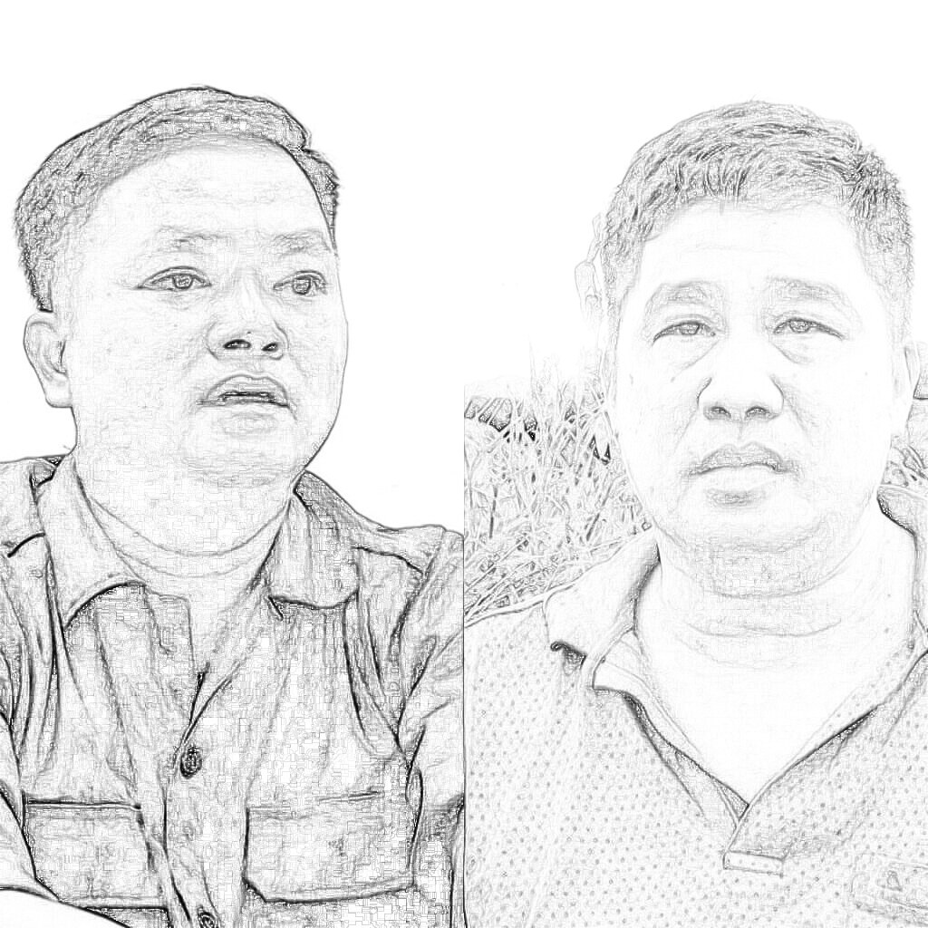 Tuấn (bên trái) và Sơn tại cơ quan công an. Ảnh: CACC