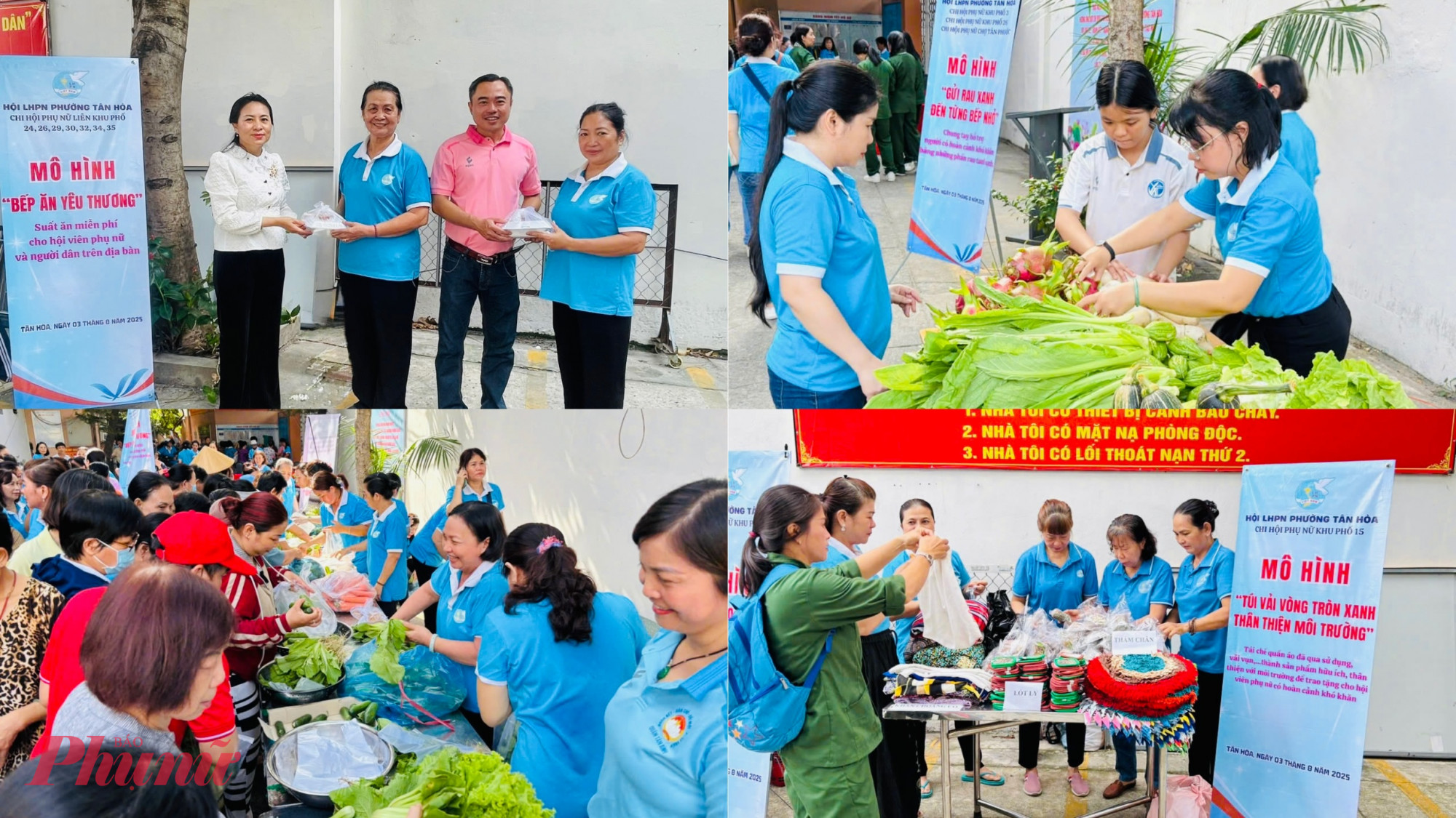 Nhiều gian hàng “Gửi rau xanh đến từng bếp nhỏ”, “Túi vải - Vòng tròn xanh - Thân thiện với môi trường”, “Bếp ăn yêu thương” được đông đảo hội viên và người dân tham quan, lựa chọn