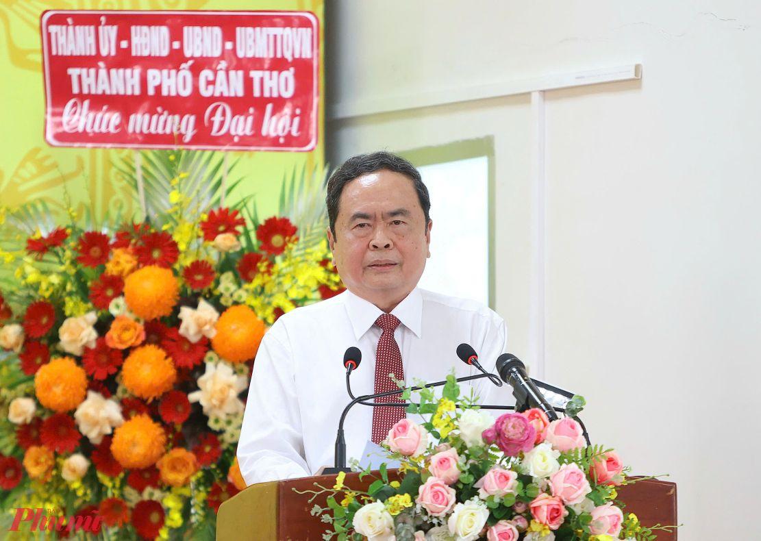Chủ tịch Quốc hội Trần Thanh Mẫn phát biểu tại Đại hội. Ảnh: Trung Phạm 