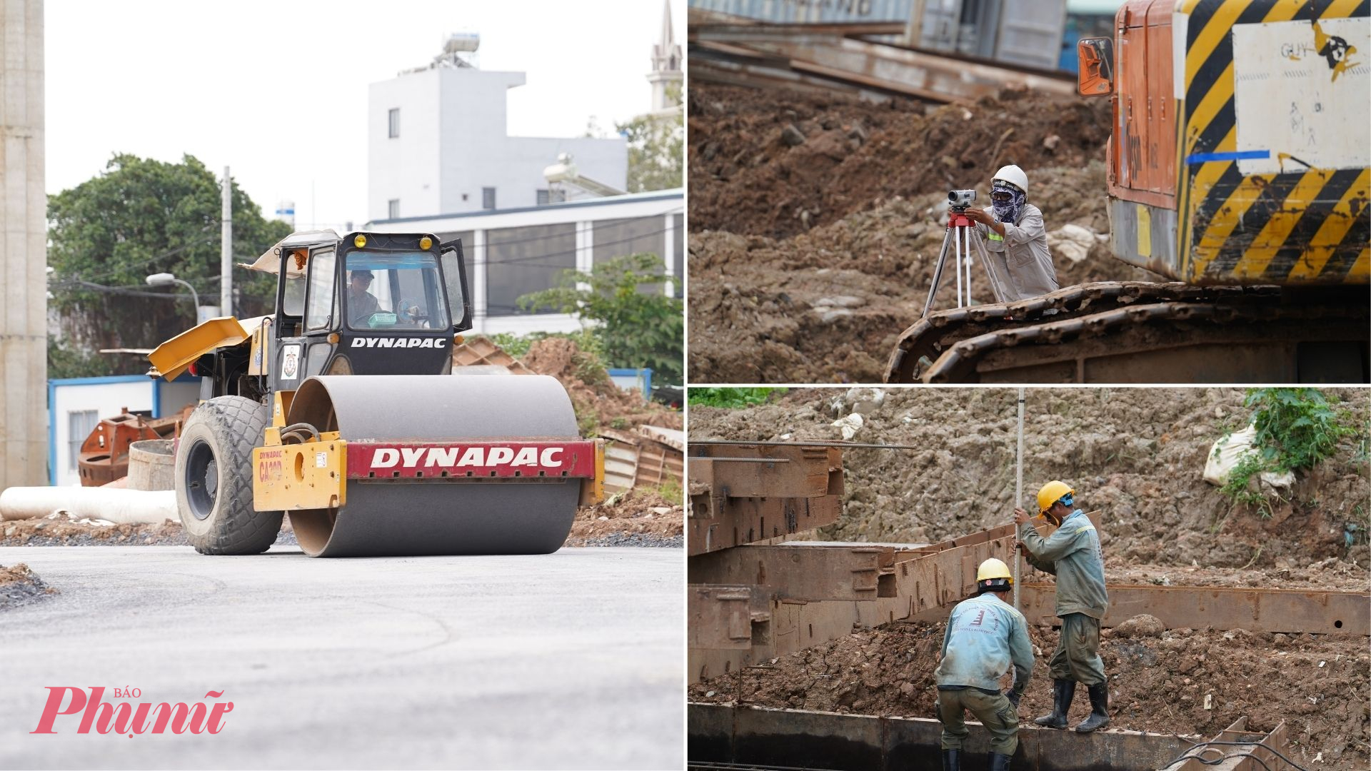 Máy móc và thiết bị hoạt động liên tục dưới điều kiện thời tiết nắng gắt nhằm đẩy nhanh tiến độ công trình.