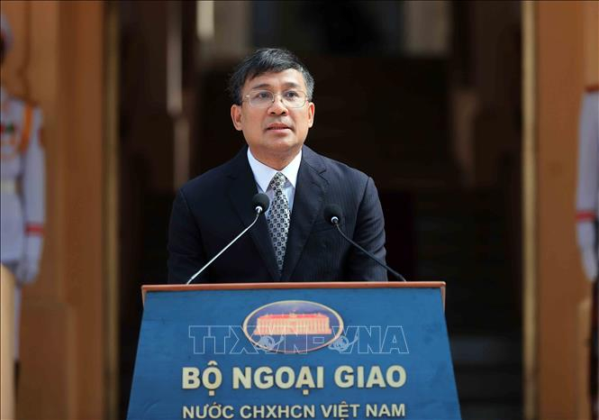 Thứ trưởng Thường trực Bộ Ngoại Giao Nguyễn Minh Vũ phát biểu. Ảnh: An Đăng/TTXVN