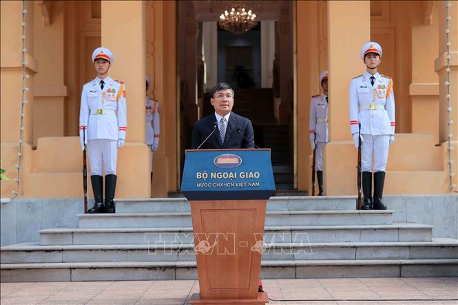 Thứ trưởng Thường trực Bộ Ngoại Giao Nguyễn Minh Vũ phát biểu. Ảnh: An Đăng/TTXVN