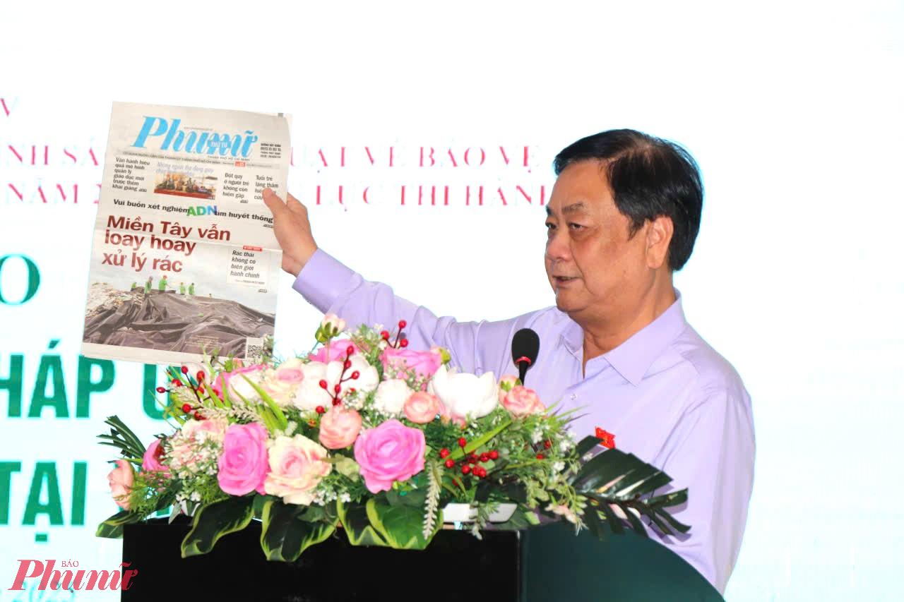 Tại hội thảo, ông Lê Minh Hoan đã chia sẻ về chuyên đề “Miền Tây vẫn loay hoay với xử lý rác”, đăng trên Báo Phụ Nữ TPHCM ngày 6/8/2025. 