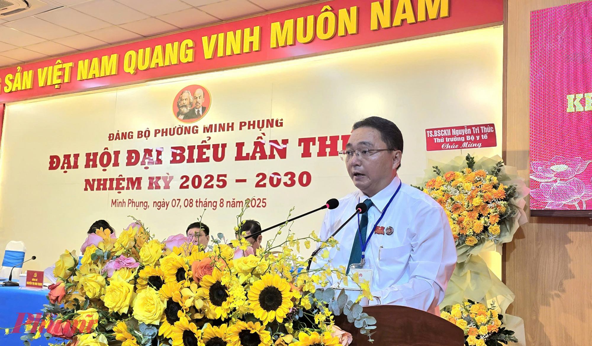 Ông Nguyễn Trần Bình - Bí thư Đảng ủy phường Minh Phụng - phát biểu khai mạc Đại hội 