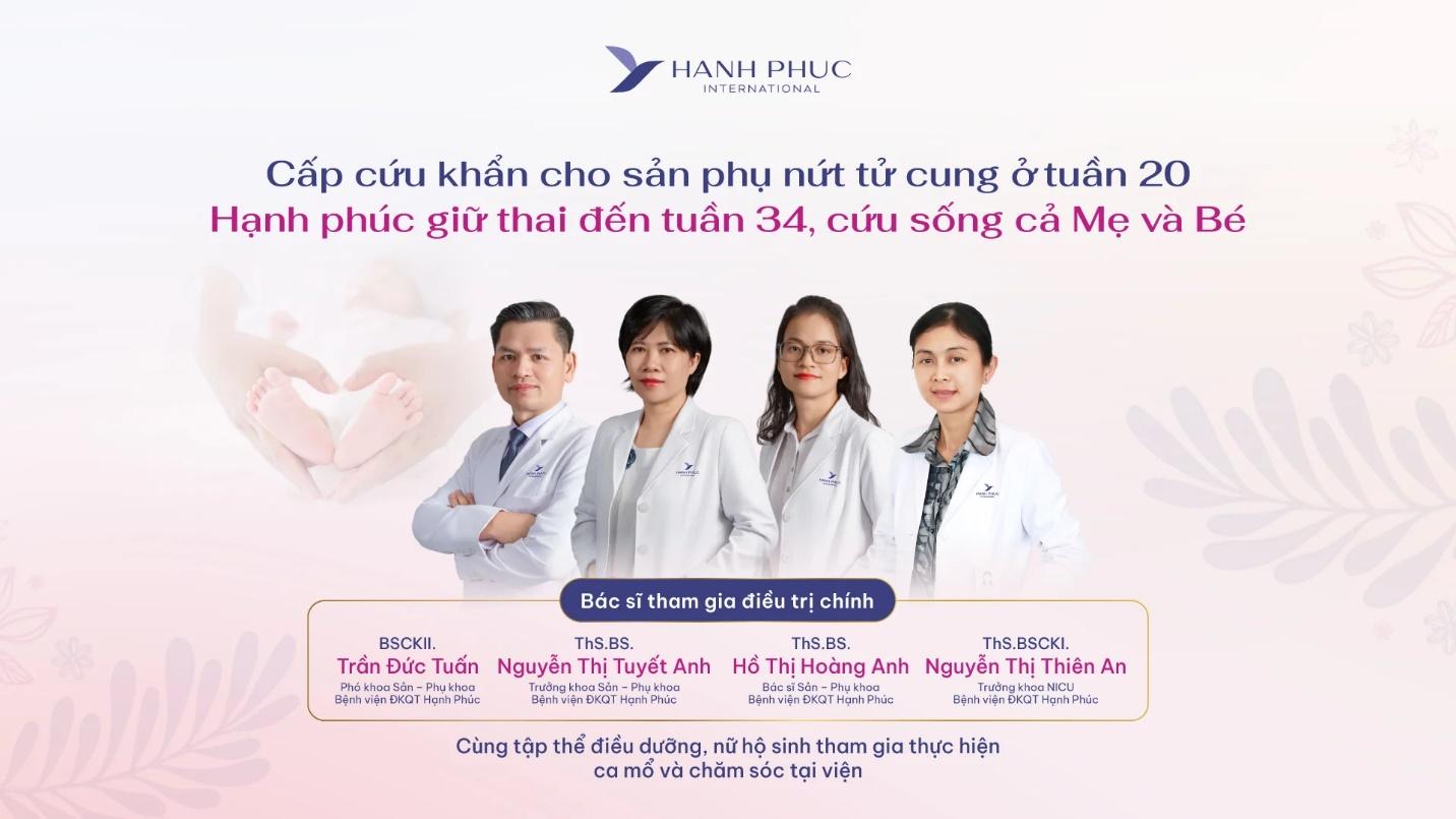 Ê-kíp bác sĩ của Bệnh viện Đa khoa Quốc tế Hạnh Phúc đã thực hiện phẫu thuật và chăm sóc sau sinh cho mẹ và bé