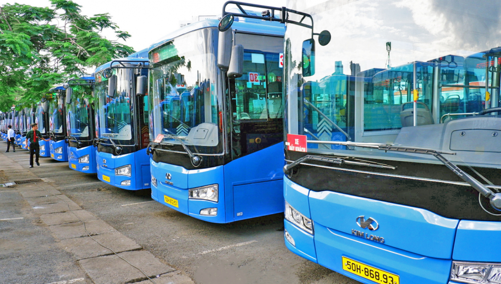 Các xe buýt điện mới được ngành giao thông TPHCM đưa vào hoạt động từ ngày 1/8