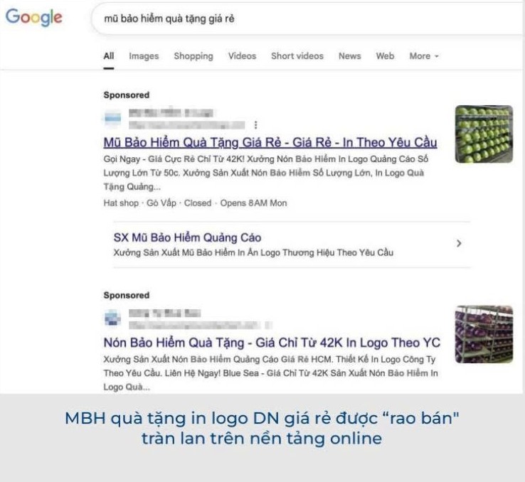 Mũ bảo hiểm quà tặng rao bán trên mạng được ông Thuận đưa ra tại hội thảo