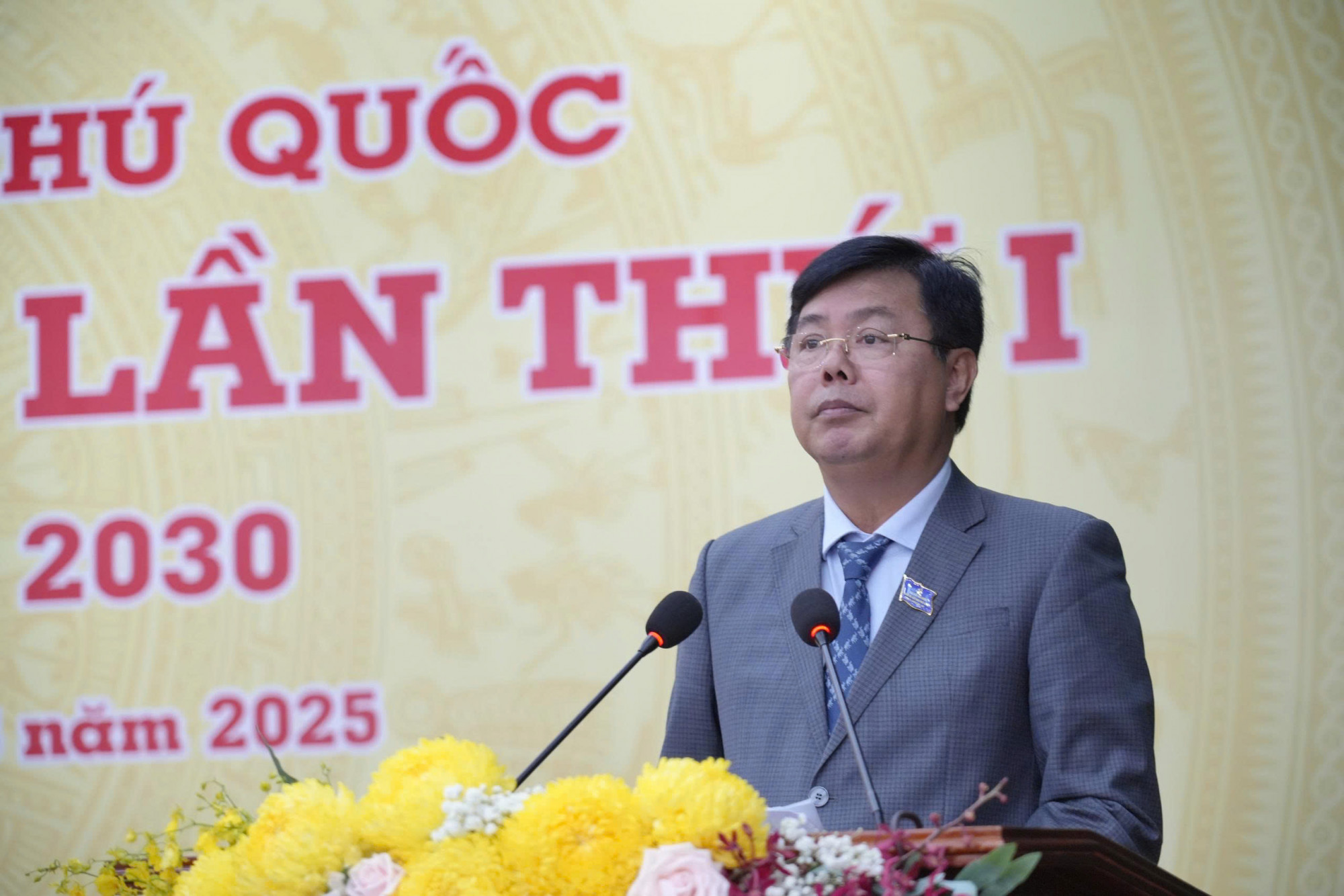 Ông Nguyễn Tiến Hải - Bí thư Tỉnh ủy An Giang phát biểu chỉ đạo đại hội tại Phú Quốc - Ảnh TH