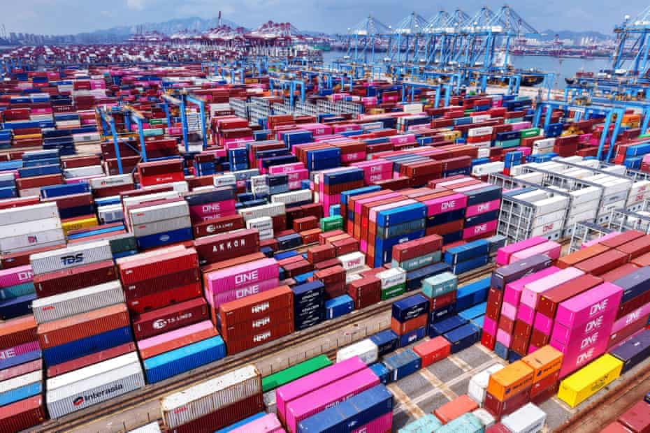 Các container tại cảng Thanh Đảo, tỉnh Sơn Đông, miền đông Trung Quốc vào ngày 11/8 - Ảnh: Getty image