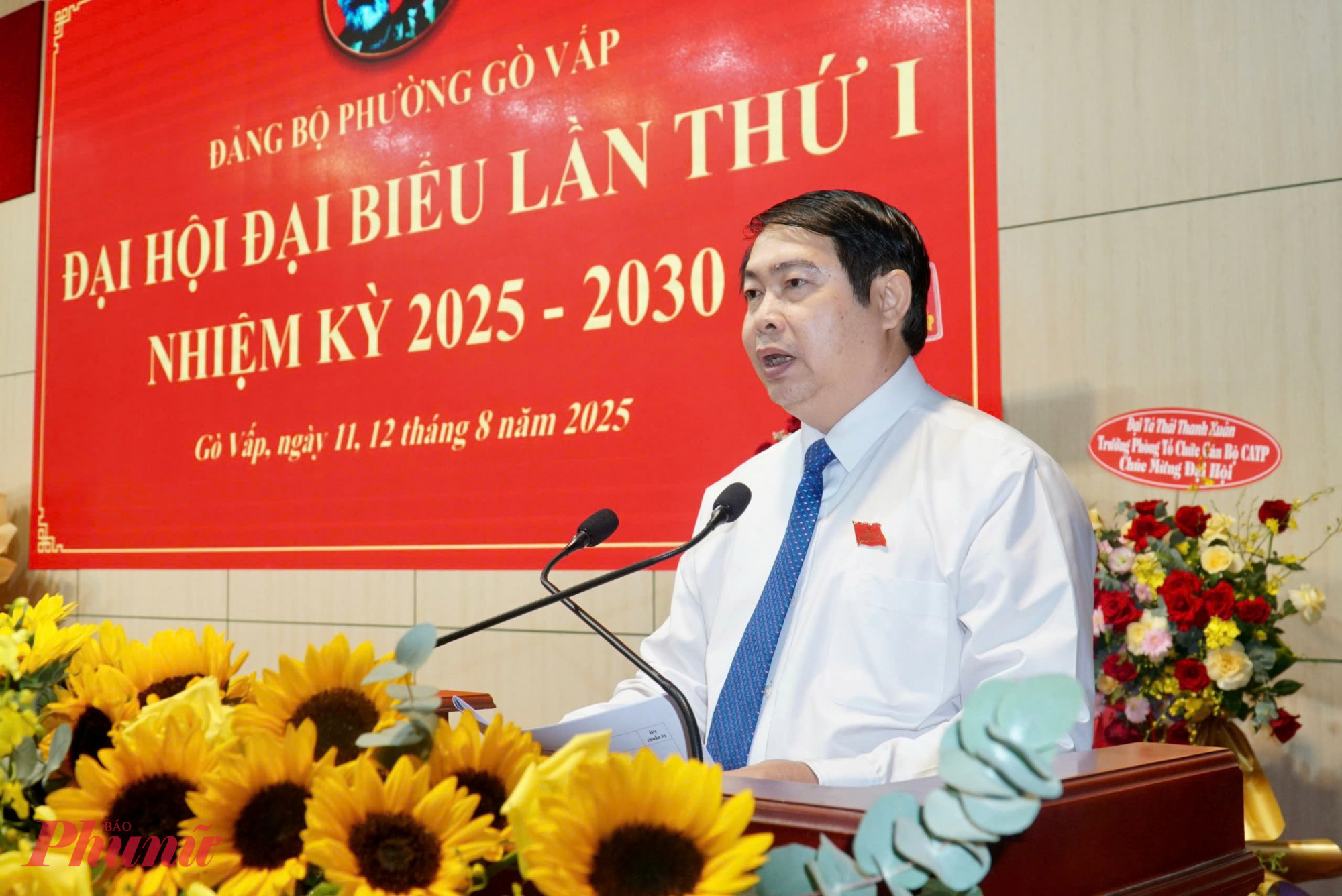 Ông Nguyễn Trí Dũng - Bí thư Đảng uỷ phường Gò Vấp phát biểu tại hội nghị - Ảnh: Thanh Tâm