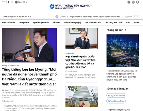 Trang  web  tin tức tiếng Việt của Thông tấn xã Yonhap