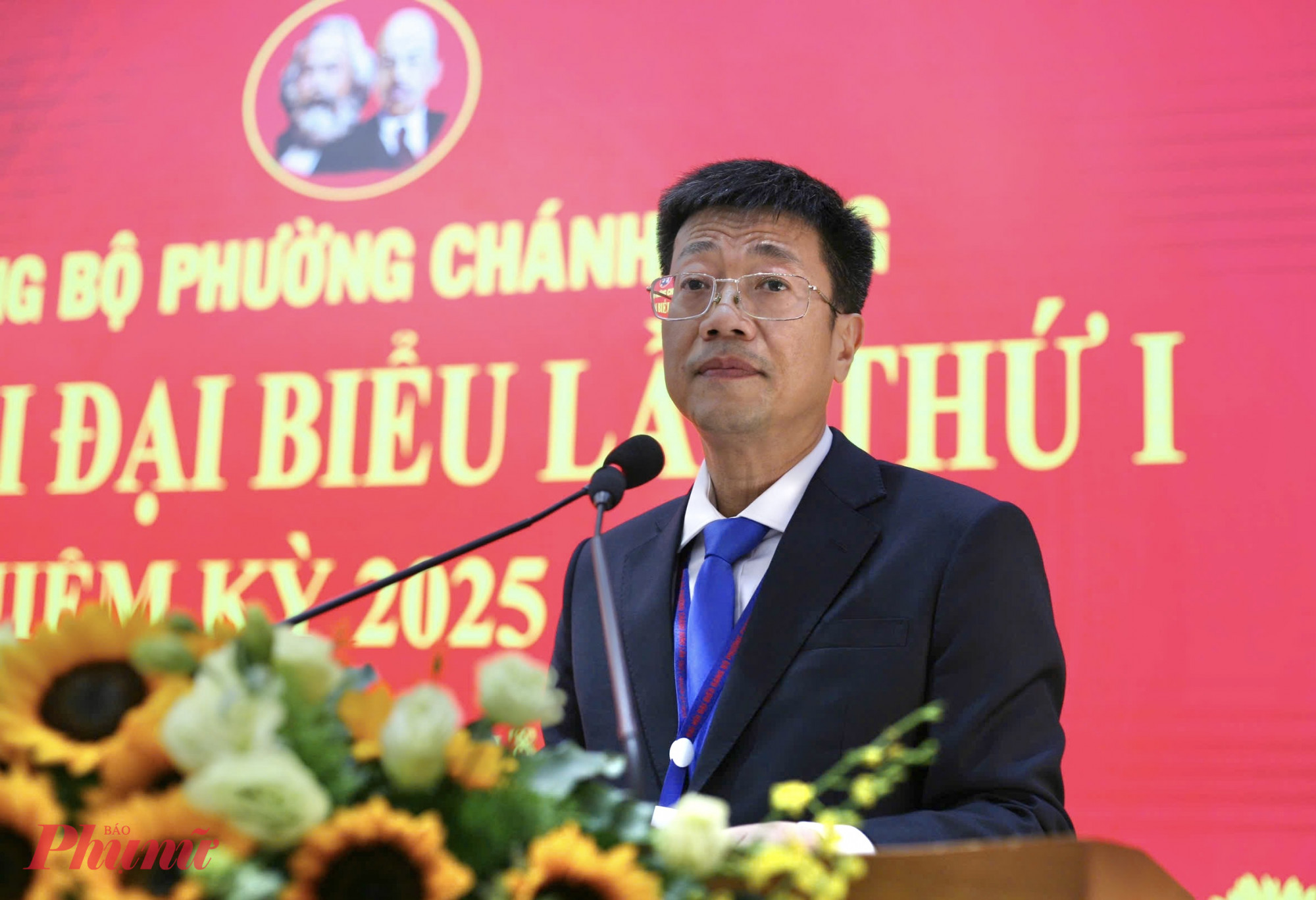 Ông Trần Thanh Tùng - Bí thư Đảng ủy phường Chánh Hưng, phát biểu tại Đại hội - Ảnh: Thanh Tâm