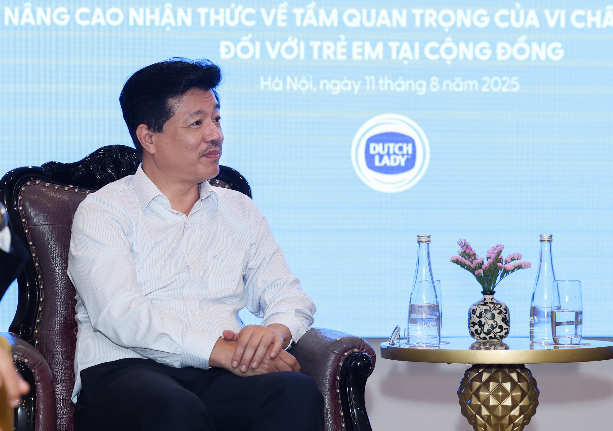 Ông Vũ Mạnh Cường - Giám đốc Trung tâm Truyền thông, Giáo dục Sức khỏe Trung ương, Bộ Y tế nhấn mạnh vai trò thiết yếu của vi chất dinh dưỡng trong phát triển toàn diện trẻ em Việt Nam - Ảnh: FCV