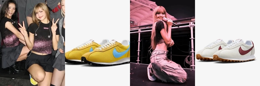 Nike LD-1000 – Vẻ đẹp retro khó cưỡng (giá 2,6 triệu đồng)  Lisa đặc biệt “mê” mẫu Nike LD-1000, thậm chí mua hẳn hai phối màu:  Vàng tươi năng động  Trắng – đỏ rượu sang chảnh  Ra mắt lần đầu vào năm 1977, LD-1000 sở hữu thiết kế gót loe độc đáo nhằm hỗ trợ vận động viên chạy đường dài. Chất liệu kết hợp giữa da lộn và vải lưới thoáng khí, cùng đế waffle cổ điển tạo cảm giác vừa cổ điển vừa thể thao. Trên sân khấu, Lisa mix LD-1000 cùng trang phục biểu diễn năng động, tạo nên tổng thể vừa phóng khoáng vừa tinh tế.