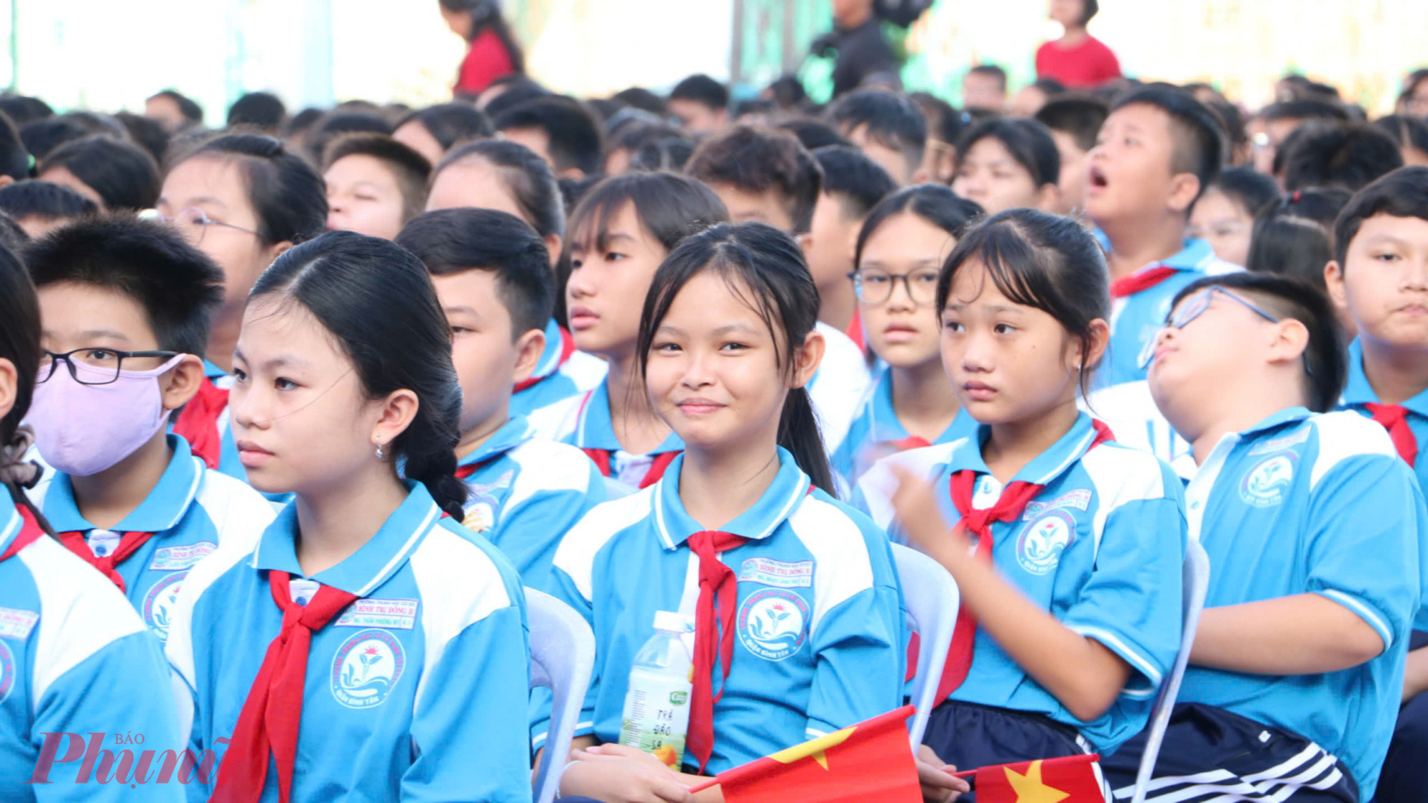 Học sinh Trường THCS Bình Trị Đông B, TPHCM trong lễ khai giảng năm học 2024-2025. Ảnh: Trang Thư