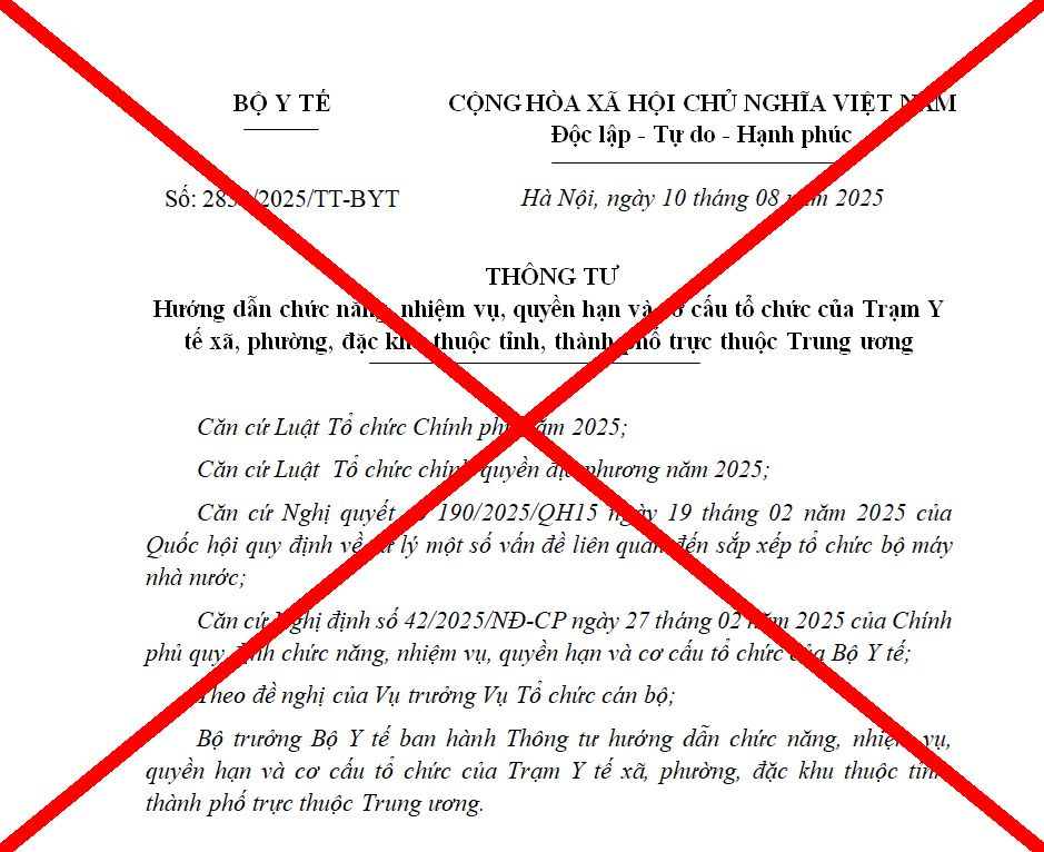 Công văn giả mạo của Bộ Y tế - ảnh: Bộ Y tế 
