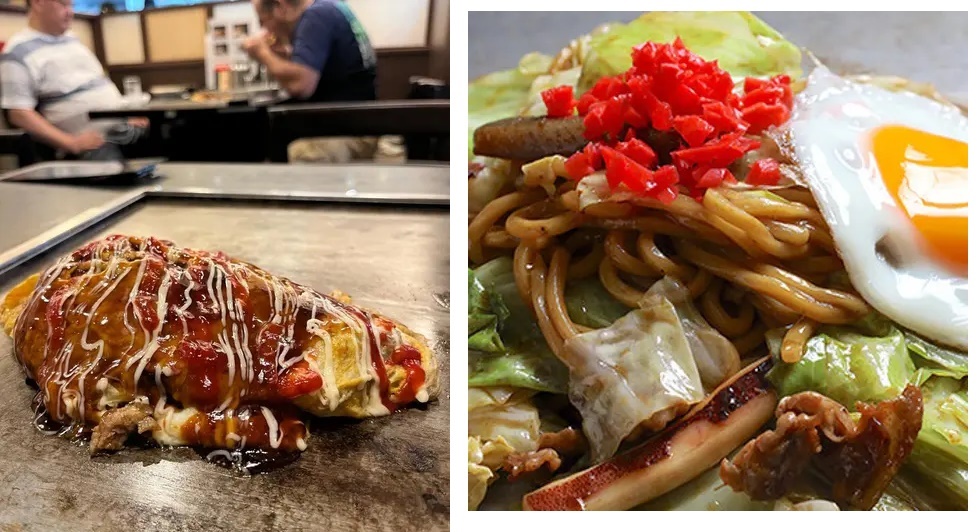 Đến nhà hàng Ajikuraya thực khách có thể tùy chỉnh món ăn theo khẩu vị của mình. Món  Mì udon ở đây có hơn 20 loại topping, nên thoải mái tạo ra hương vị theo ý thích. Món okonomiyaki (bánh xèo) thì nhất định phải ăn khi đến Osaka. Vỏ bánh mỏng trộn với bắp cải xắt nhỏ, phủ lên thịt heo, thịt bò hoặc hải sản và nướng ngay tại bàn. Địa chỉ: Rich Heim Arte Uehonmachi 1F, 13-18 Kobashicho, Tennoji-ku, thành phố Osaka - Ảnh: Ajikuraya